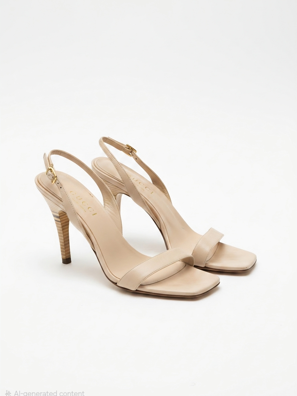 Gucci Nude Leather Slingback High Heels